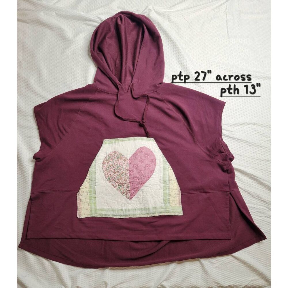 Plus size reworked quilt pocket upcycled hoodie size 20 repurposed